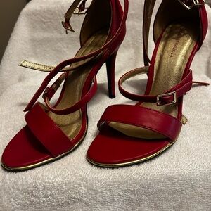 Red High Heel Strappy Sandals by
